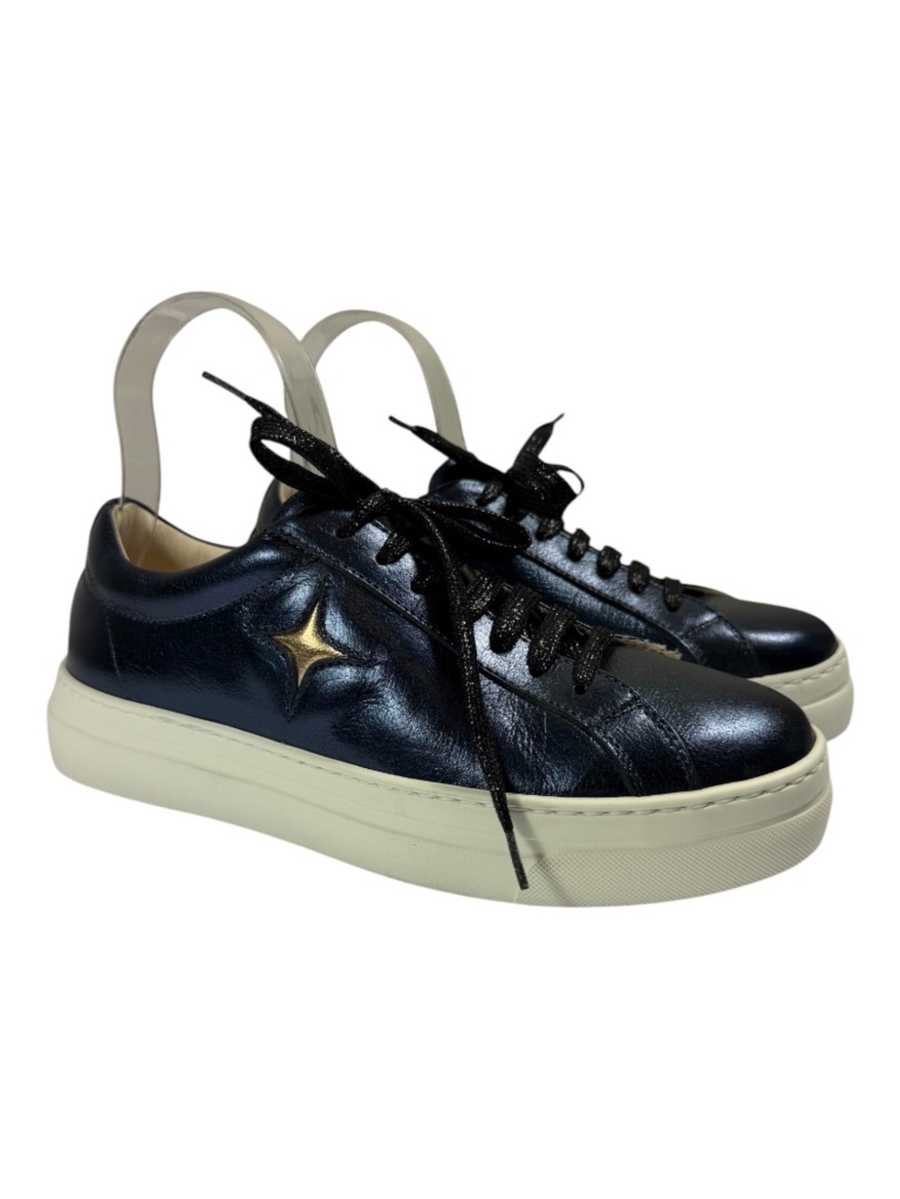 Madison Maison X MOMA Platform Metallic Sneakers in Navy Size 39